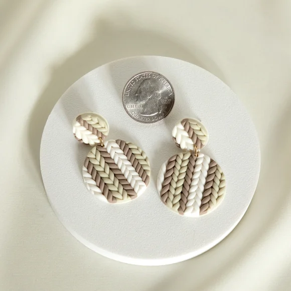 Olive Knit Earrings - Picture 6 of 6